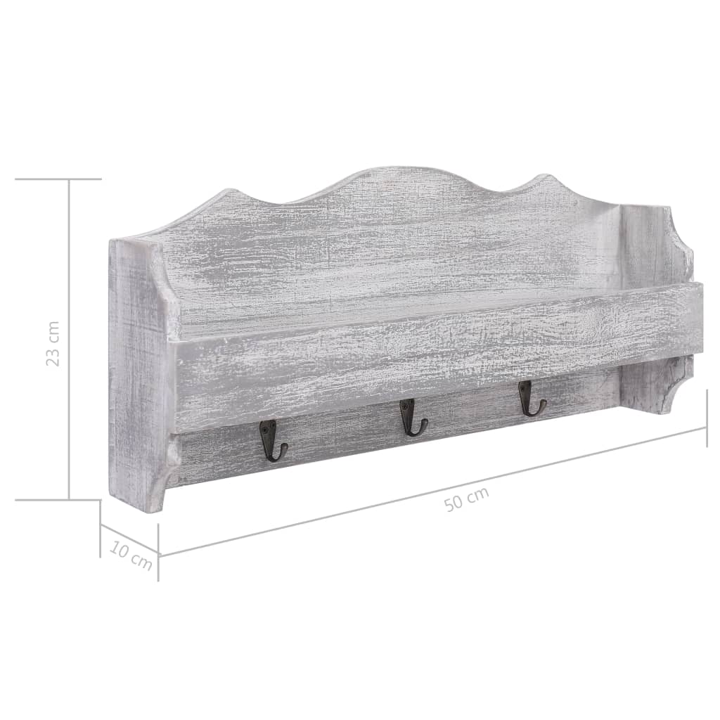 Wandkapstok 50X10X23 Cm Hout Grijs