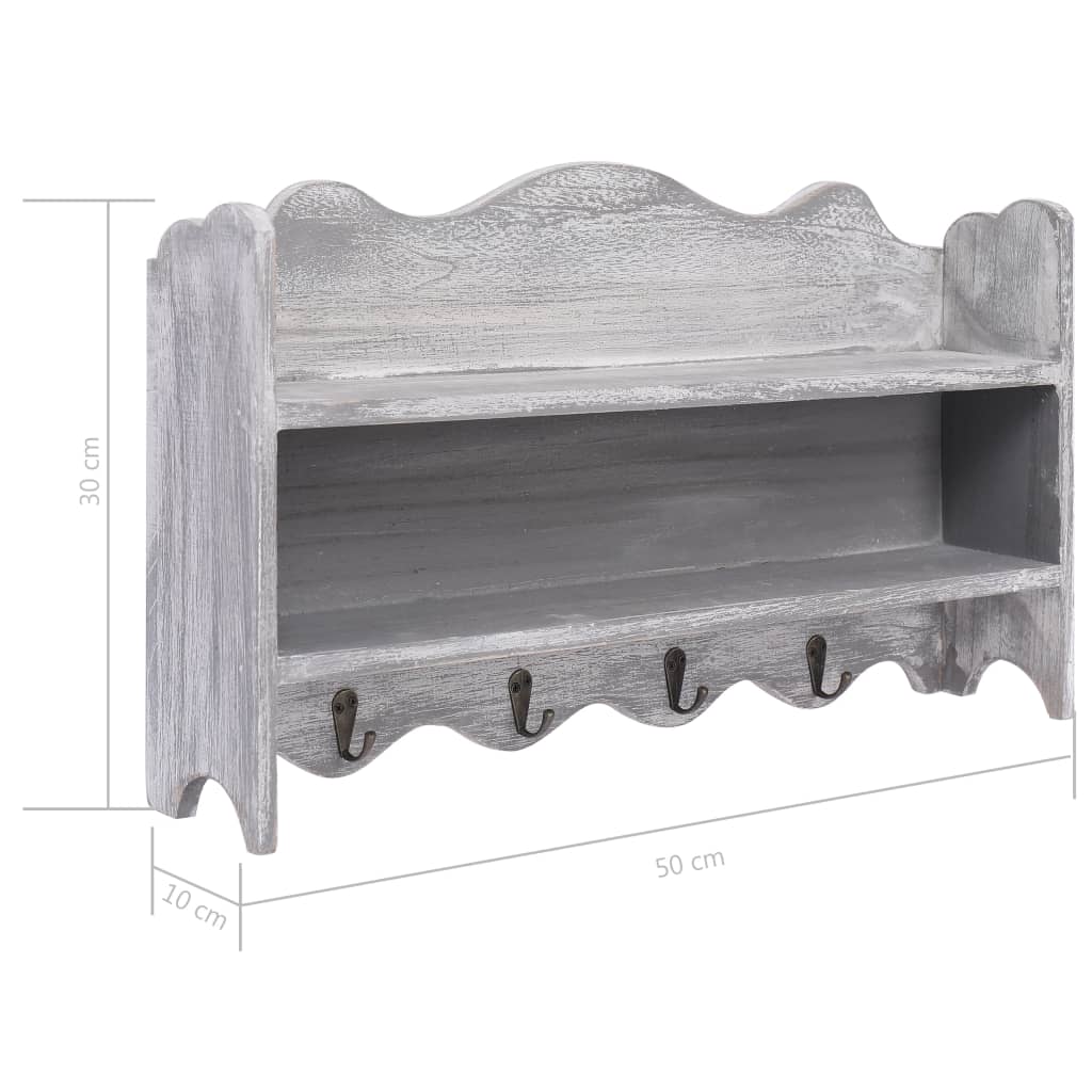 Wandkapstok 50X10X30 Cm Hout Grijs