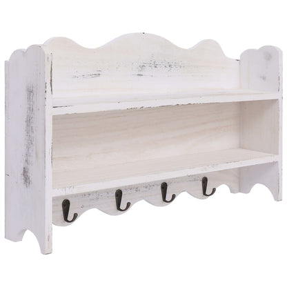 Wandkapstok 50X10X30 Cm Hout Wit