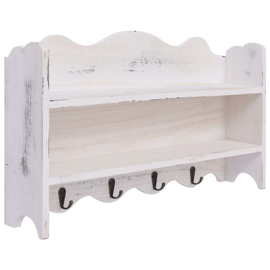 Wandkapstok 50X10X30 Cm Hout Wit