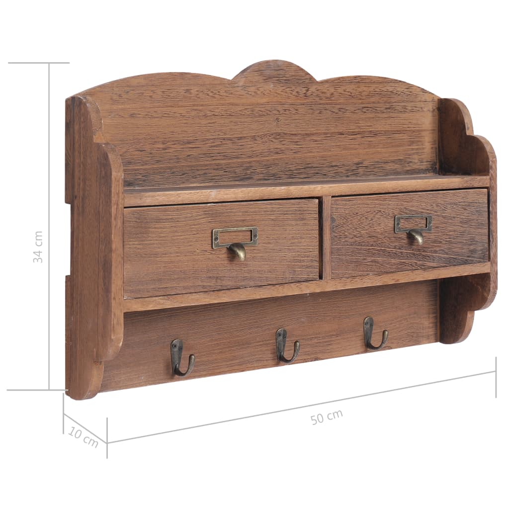 Wandkapstok 50X10X34 Cm Hout Bruin