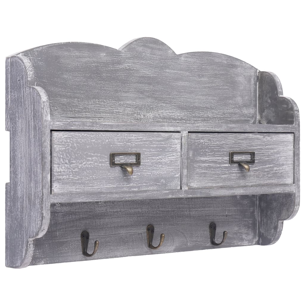 Wandkapstok 50X10X34 Cm Hout Grijs
