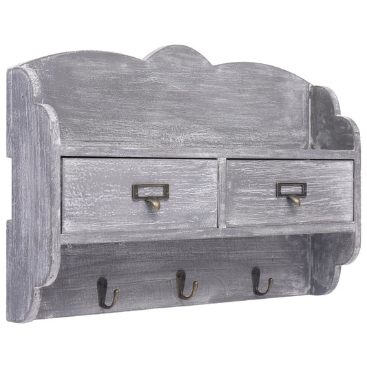 Wandkapstok 50X10X34 Cm Hout Grijs