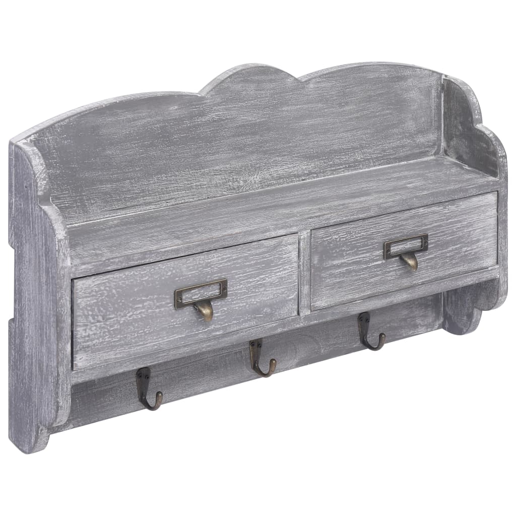 Wandkapstok 50X10X34 Cm Hout Grijs