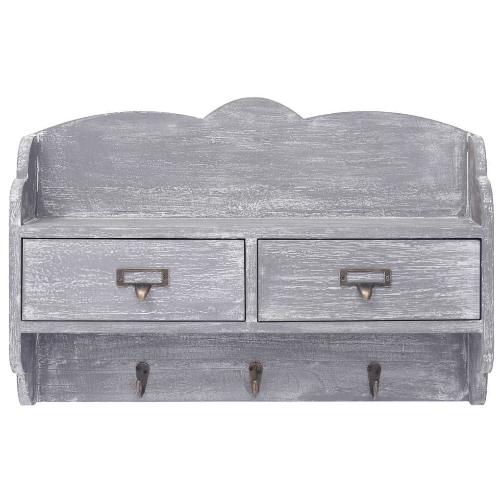 Wandkapstok 50X10X34 Cm Hout Grijs