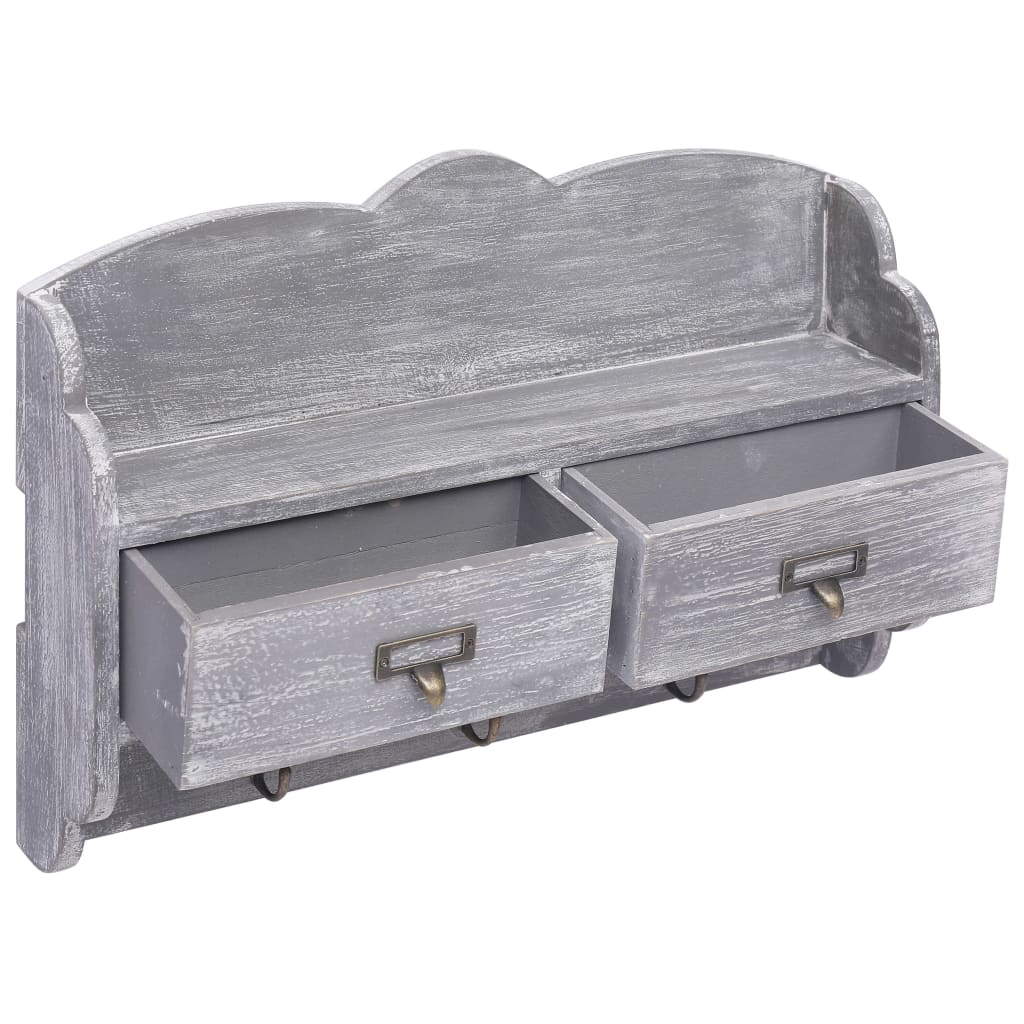 Wandkapstok 50X10X34 Cm Hout Grijs
