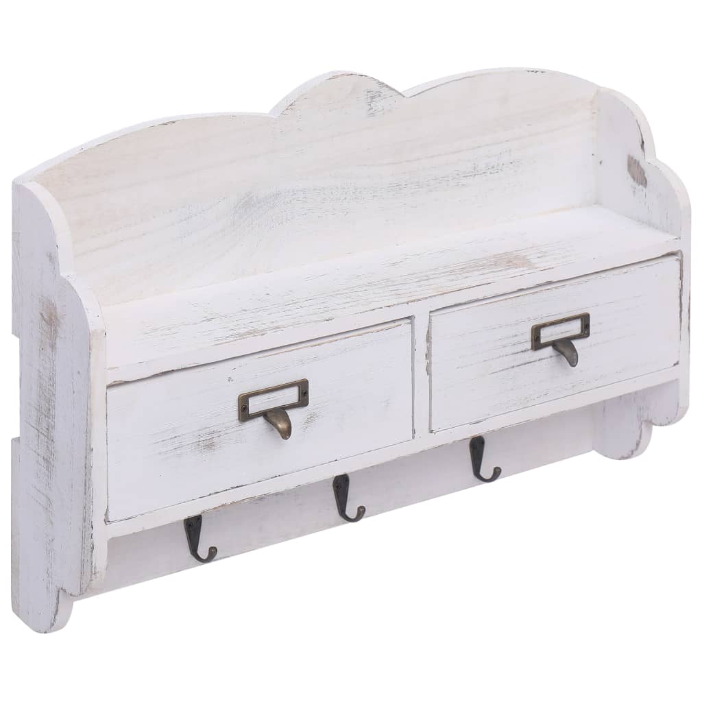 Wandkapstok 50X10X34 Cm Hout Wit