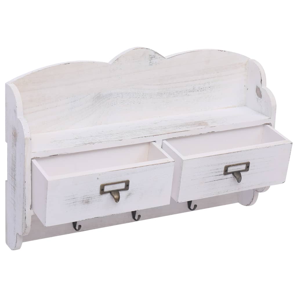 Wandkapstok 50X10X34 Cm Hout Wit