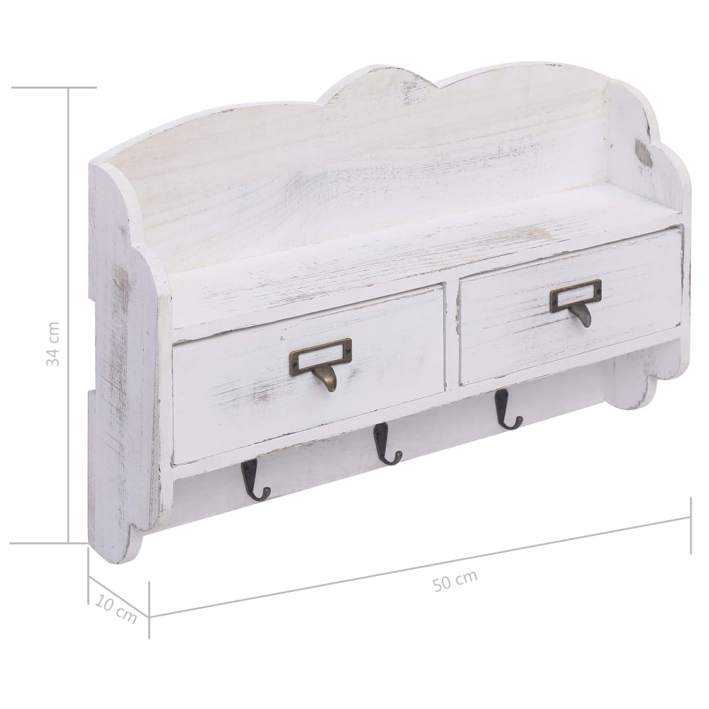 Wandkapstok 50X10X34 Cm Hout Wit