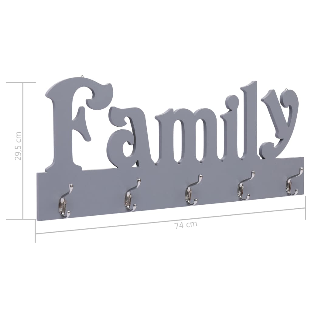 Wandkapstok Family 74X29,5 Cm Grijs