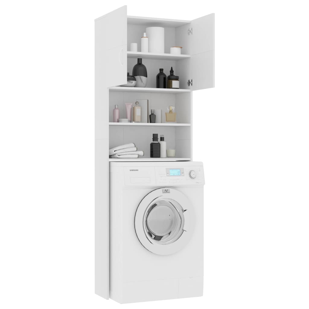 Wasmachinekast 64X25,5X190 Cm Bewerkt Hout Wit