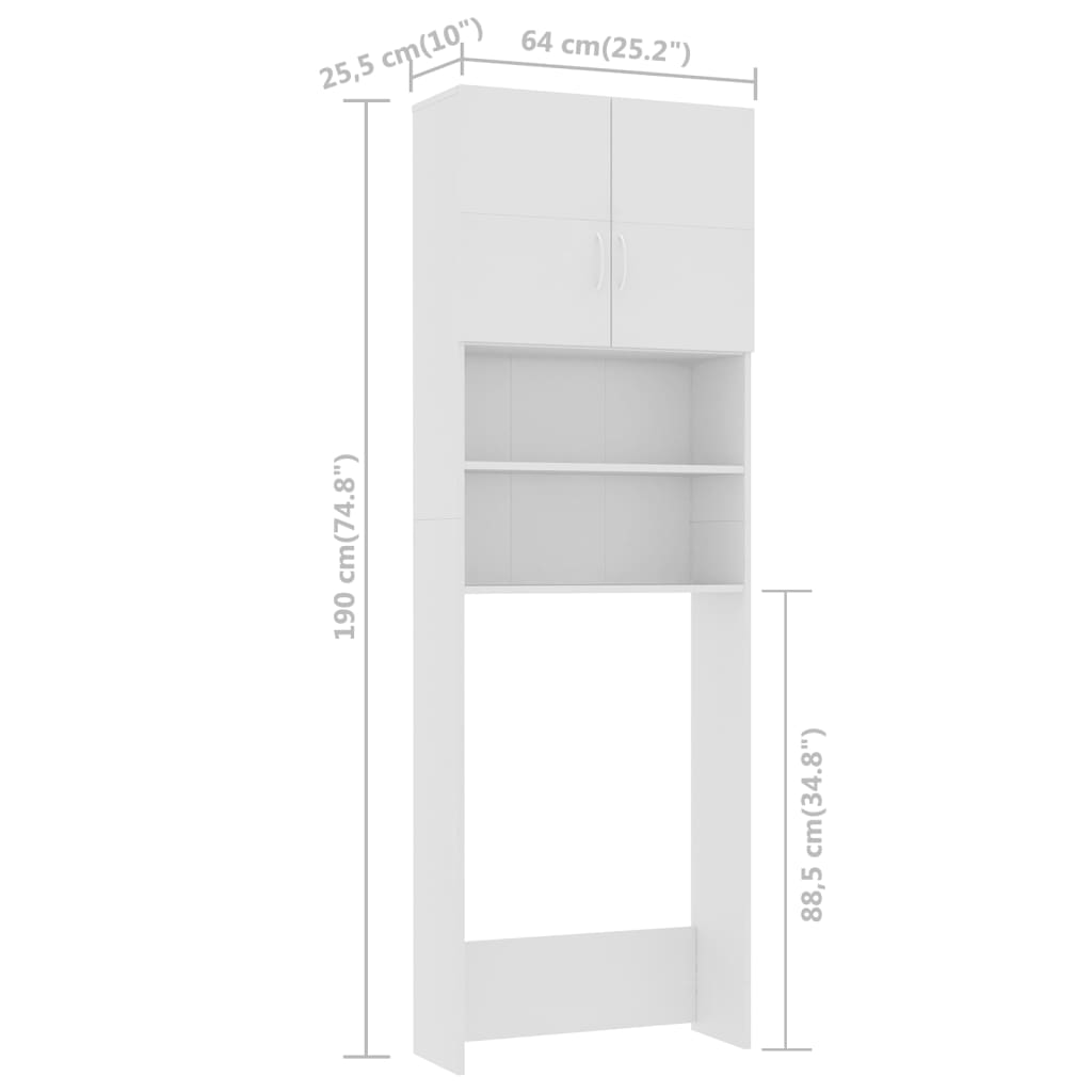 Wasmachinekast 64X25,5X190 Cm Bewerkt Hout Wit