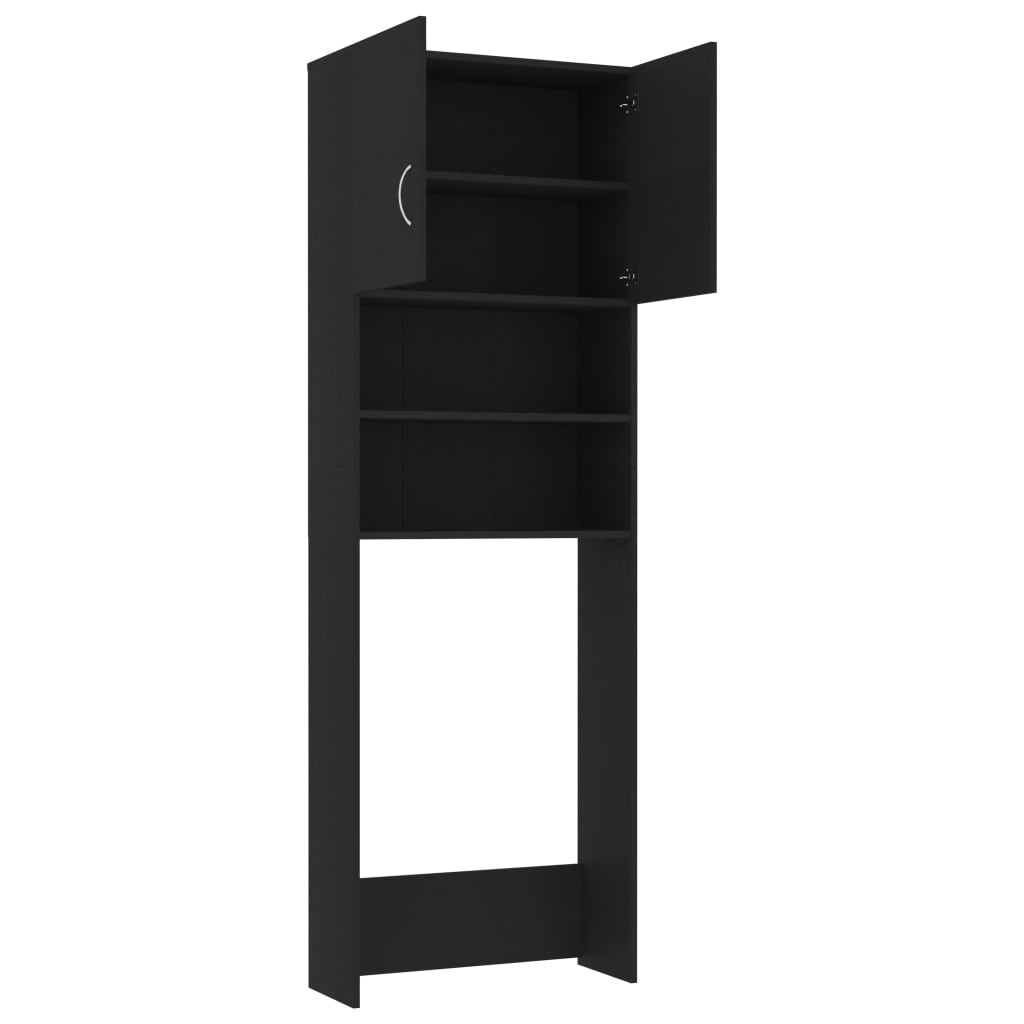 Wasmachinekast 64X25,5X190 Cm Bewerkt Hout Zwart