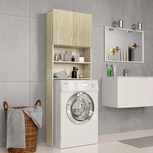 Wasmachinekast 64X25,5X190 Cm Bewerkt Hout Sonoma Eikenkleurig