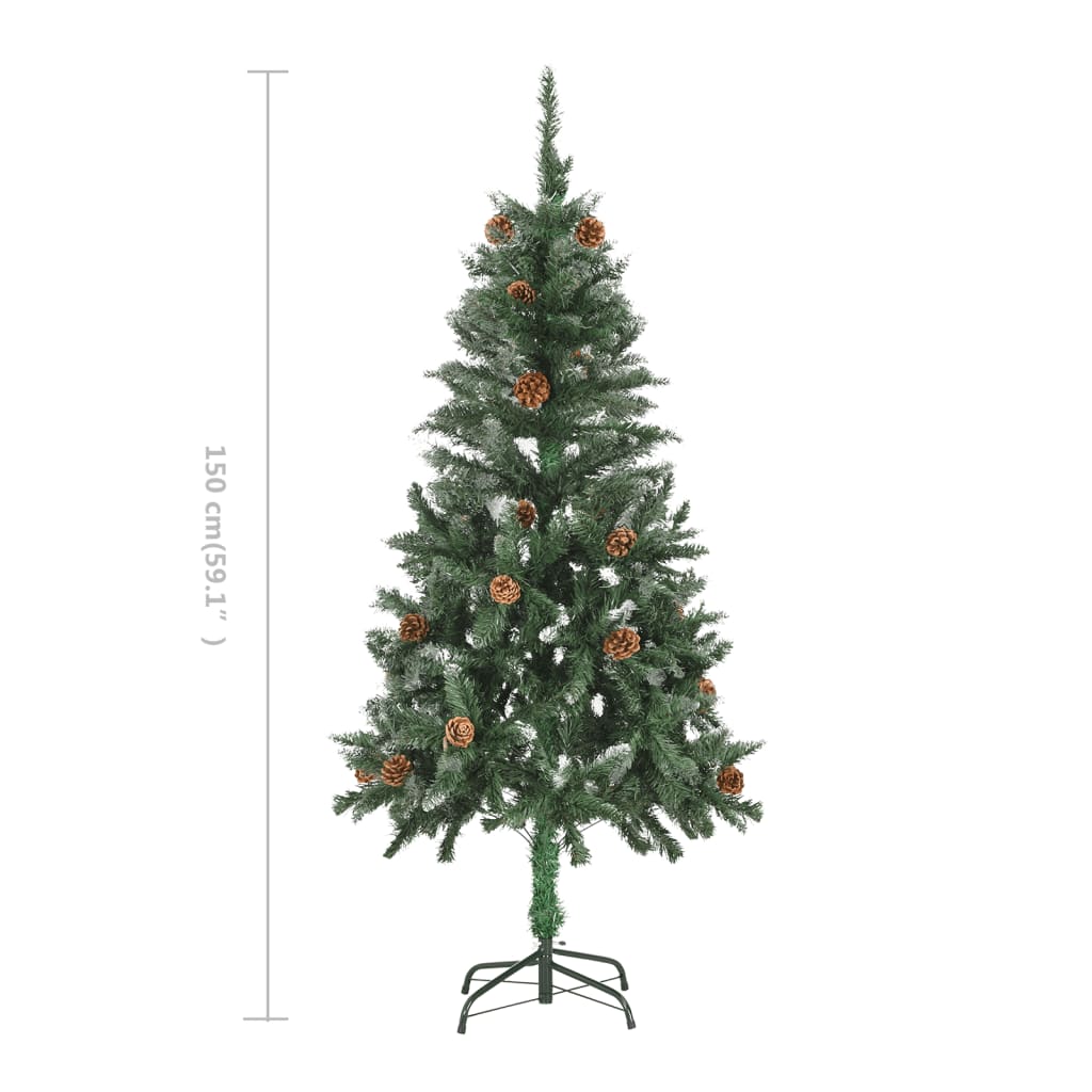 Kunstkerstboom Met Dennenappels En Wit Glitter 150 Cm