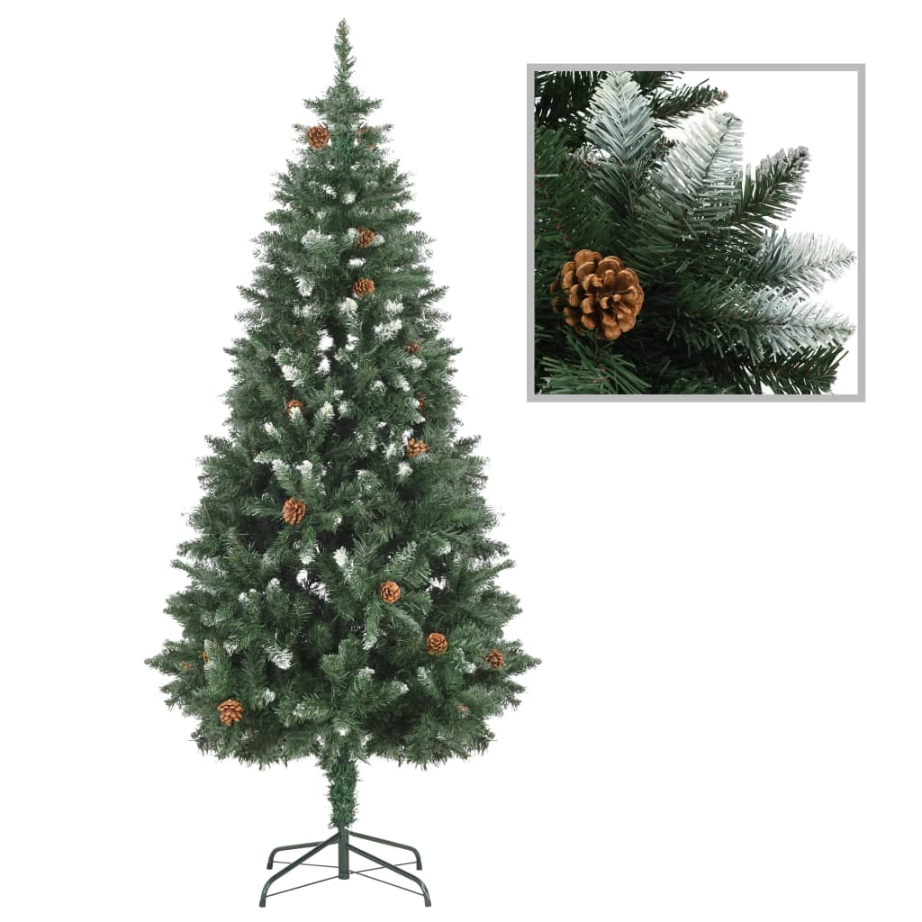 Kunstkerstboom Met Dennenappels En Wit Glitter 180 Cm