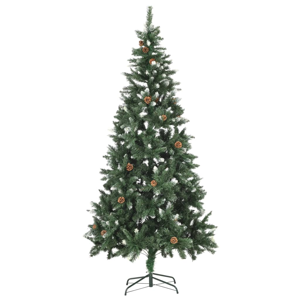 Kunstkerstboom Met Dennenappels En Wit Glitter 210 Cm