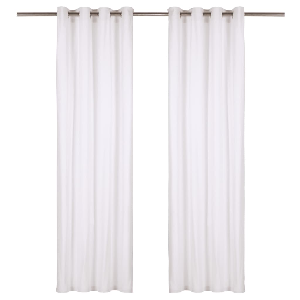 Gordijnen Met Metalen Ringen 2 St 140X175 Cm Katoen Wit
