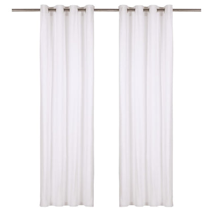 Gordijnen Met Metalen Ringen 2 St 140X175 Cm Katoen Wit