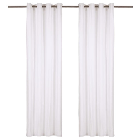 Gordijnen Met Metalen Ringen 2 St 140X175 Cm Katoen Wit