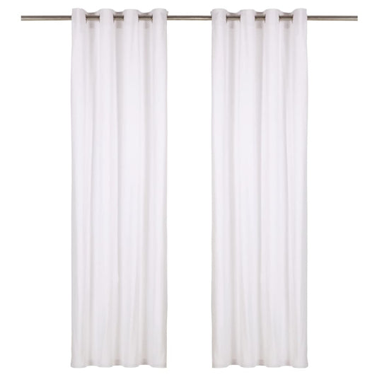 Gordijnen Met Metalen Ringen 2 St 140X225 Cm Katoen Wit