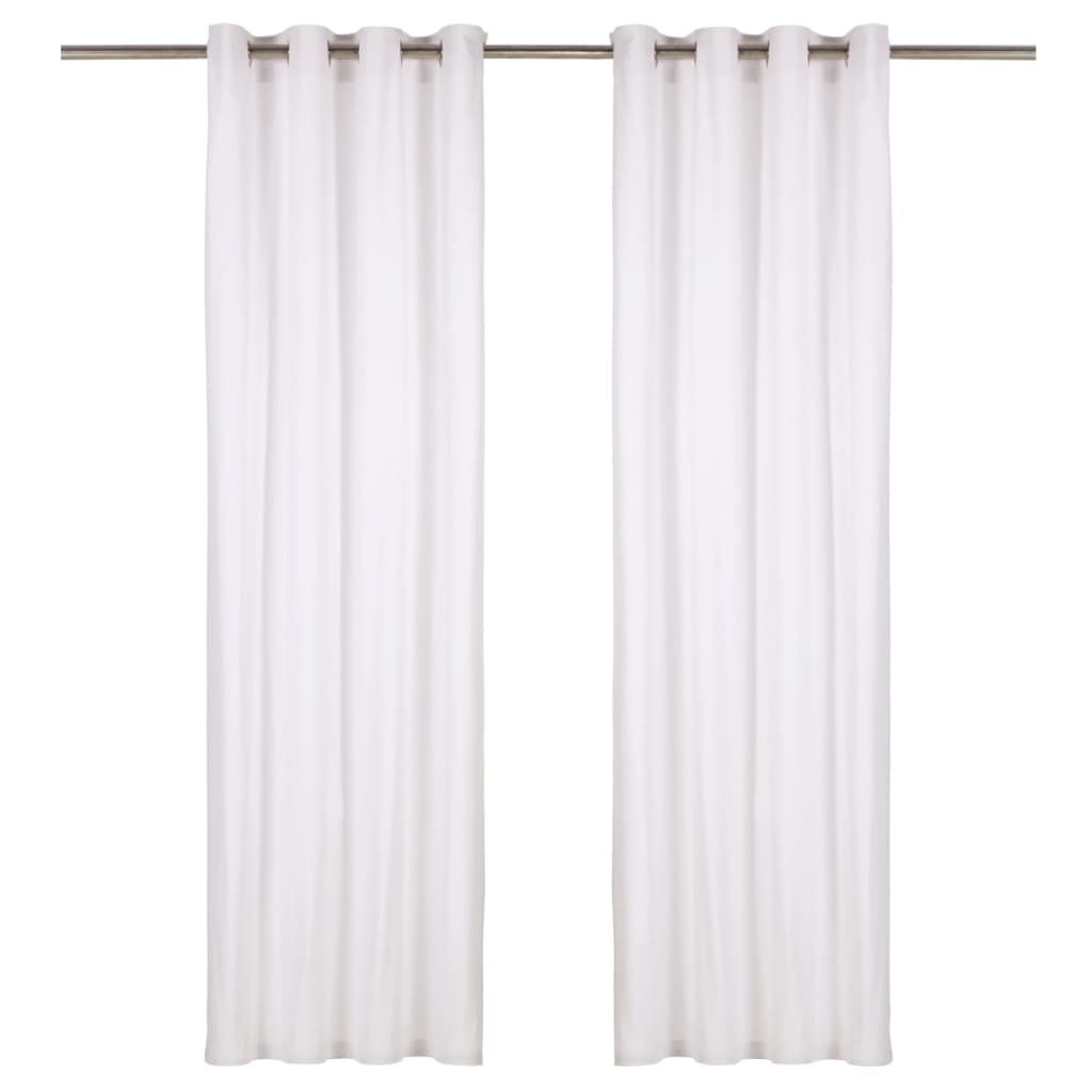134319  Gordijnen Met Metalen Ringen 2 St Katoen 140X245 Cm Wit