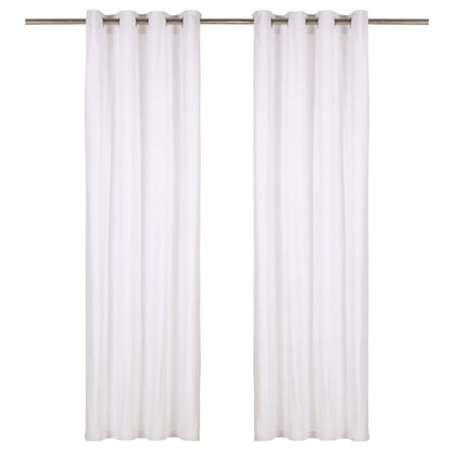 134319  Gordijnen Met Metalen Ringen 2 St Katoen 140X245 Cm Wit