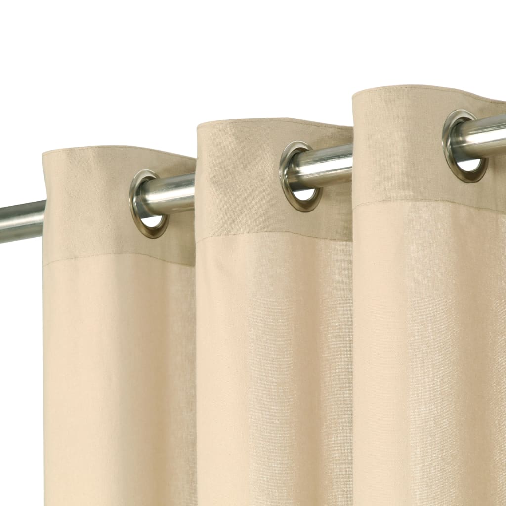 Gordijnen Met Metalen Ringen 2 St 140X245 Cm Katoen Beige