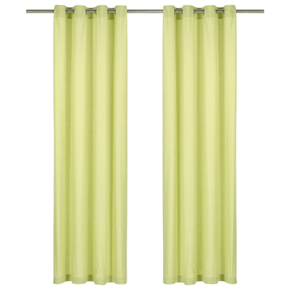 Gordijnen Met Metalen Ringen 2 St 140X175 Cm Katoen Groen