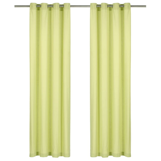 Gordijnen Met Metalen Ringen 2 St 140X175 Cm Katoen Groen