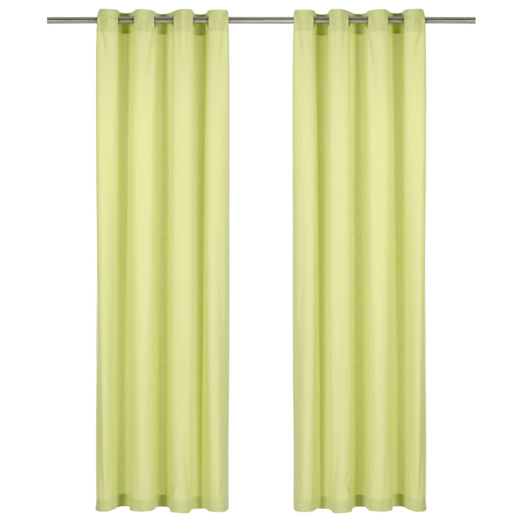 Gordijnen Met Metalen Ringen 2 St 140X225 Cm Katoen Groen