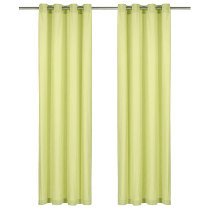 Gordijnen Met Metalen Ringen 2 St 140X225 Cm Katoen Groen