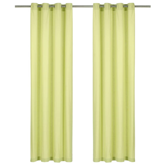 Gordijnen Met Metalen Ringen 2 St 140X225 Cm Katoen Groen