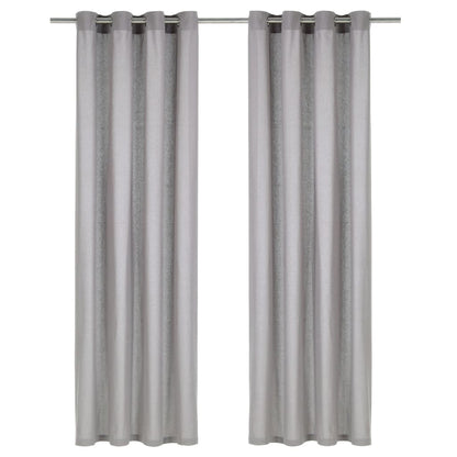 Gordijnen Met Metalen Ringen 2 St 140X225 Cm Katoen Grijs