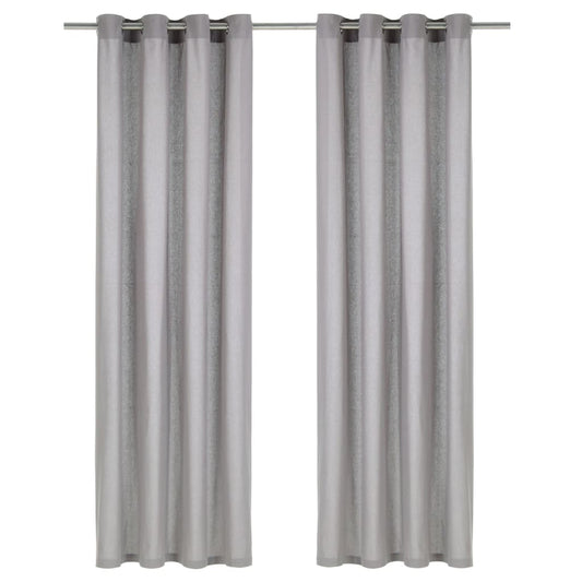 Gordijnen Met Metalen Ringen 2 St 140X225 Cm Katoen Grijs