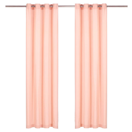 Gordijnen Met Metalen Ringen 2 St 140X175 Cm Katoen Roze