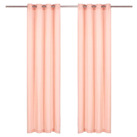 Gordijnen Met Metalen Ringen 2 St 140X225 Cm Katoen Roze