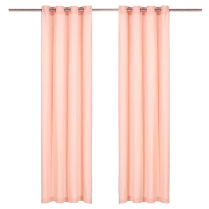 Gordijnen Met Metalen Ringen 2 St 140X245 Cm Katoen Roze