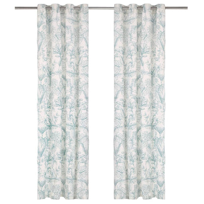 Gordijnen Met Metalen Ringen 2 St 140X175 Cm Katoen Groen
