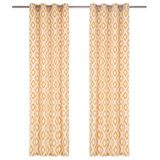 Gordijnen Met Metalen Ringen 2 St 140X245 Cm Katoen Geel