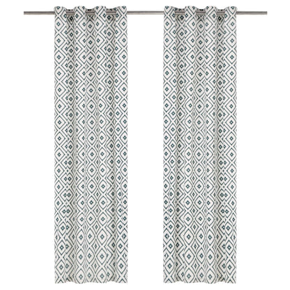 Gordijnen Met Metalen Ringen 2 St 140X225 Cm Katoen Groen
