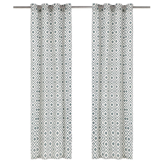 Gordijnen Met Metalen Ringen 2 St 140X245 Cm Katoen Groen