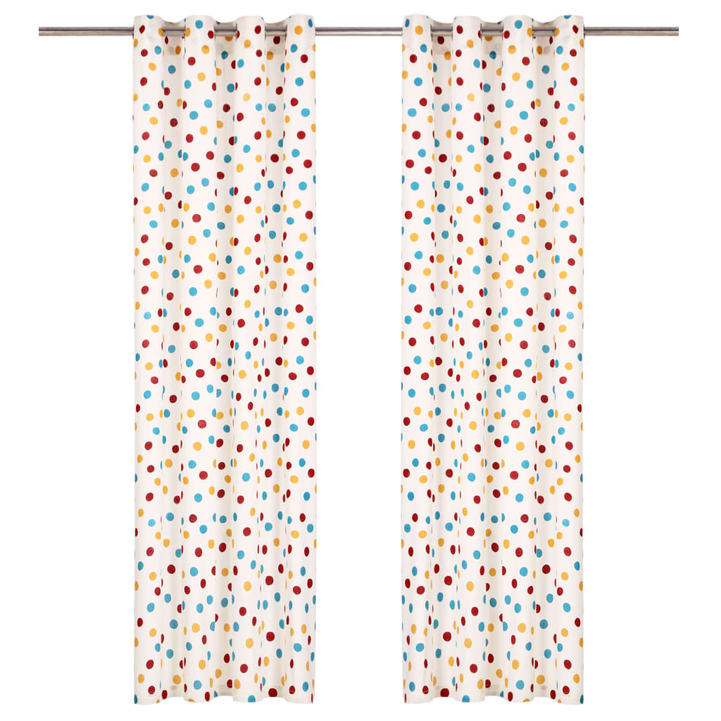 Gordijnen Met Metalen Ringen 2 St 140X175 Cm Katoen Meerkleurige Stip