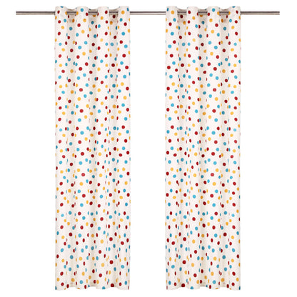Gordijnen Met Metalen Ringen 2 St 140X175 Cm Katoen Meerkleurige Stip