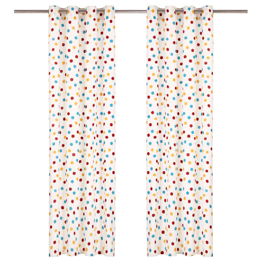 Gordijnen Met Metalen Ringen 2 St 140X175 Cm Katoen Meerkleurige Stip