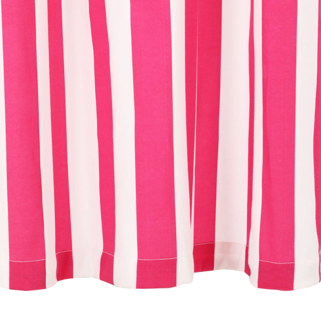 Gordijnen Met Metalen Ringen 2 St Streep 140X245 Cm Stof Roze