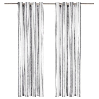 Gordijnen Met Metalen Ringen 2 St 140X175 Cm Katoen Antraciet