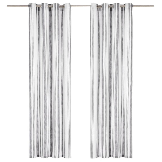 Gordijnen Met Metalen Ringen 2 St 140X175 Cm Katoen Antraciet