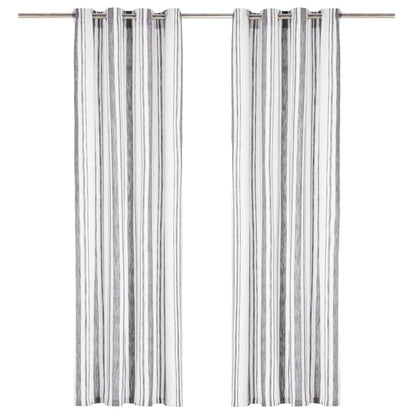 Gordijnen Met Metalen Ringen 2 St 140X245 Cm Katoen Antraciet