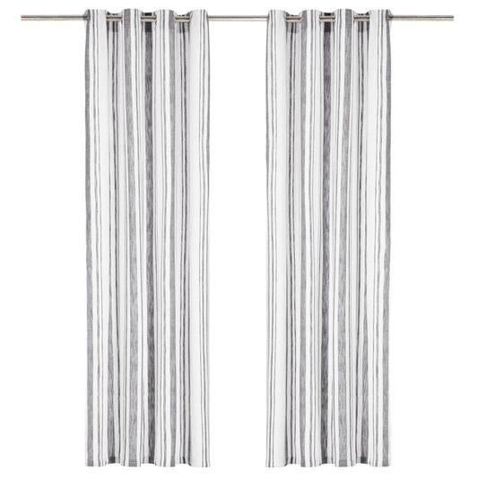 Gordijnen Met Metalen Ringen 2 St 140X245 Cm Katoen Antraciet